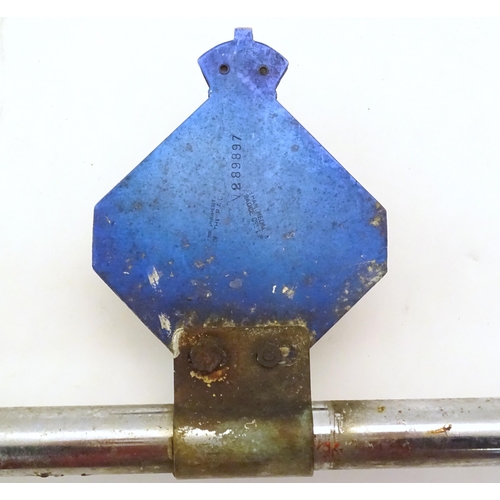 1288 - Automobilia: An early to mid 20thC chromed car / vehicle badge bar, with affixed Lucas 4LR headlamp,... 