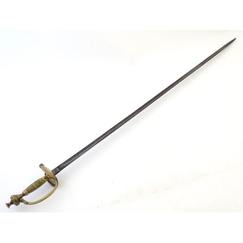 992A - Militaria: a late 19thC Prussian civil service Epee court sword, the brass hilt with ovoid wire-wrap... 