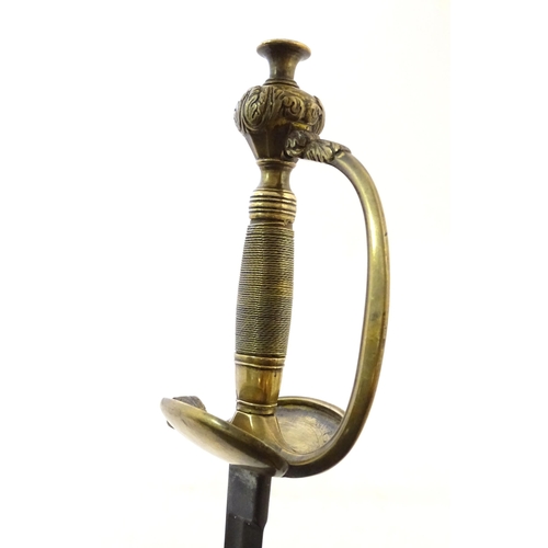 992A - Militaria: a late 19thC Prussian civil service Epee court sword, the brass hilt with ovoid wire-wrap... 