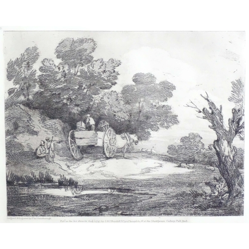 1701 - After Thomas Gainsborough (1727-1788), 20th century, Etching, A wooded landscape with country cart a... 