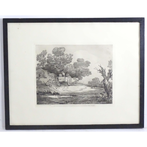 1701 - After Thomas Gainsborough (1727-1788), 20th century, Etching, A wooded landscape with country cart a... 