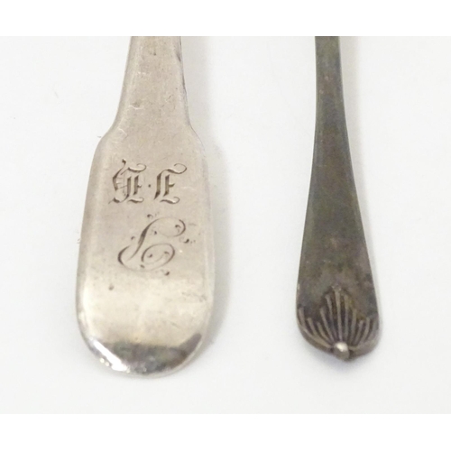 484 - A Geo III silver Fiddle pattern teaspoon hallmarked London 1810, maker S. A. Together with a silver ... 