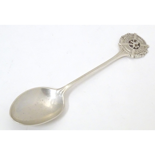 500 - A silver teaspoon the handle surmounted by emblem for London Scottish Regiment 14th County of London... 