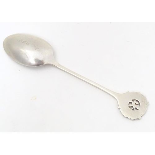 500 - A silver teaspoon the handle surmounted by emblem for London Scottish Regiment 14th County of London... 