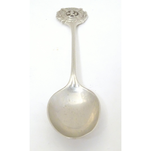 500 - A silver teaspoon the handle surmounted by emblem for London Scottish Regiment 14th County of London... 