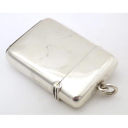 502 - A Victorian silver vesta case with applied Light Infantry insignia, hallmarked Birmingham 1897, make... 