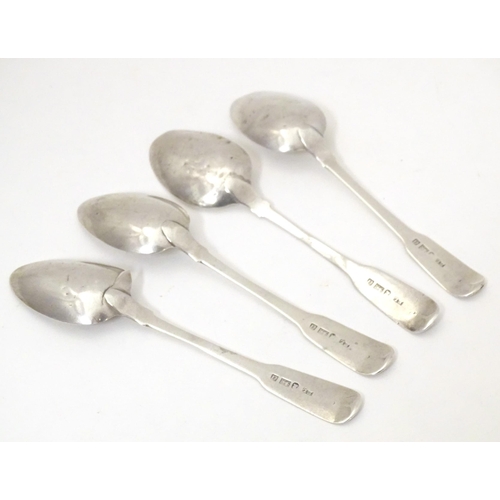 506 - Four Geo III silver Fiddle pattern teaspoons, hallmarked Exeter 1817, maker Emmanuel Levy. Approx. 5... 