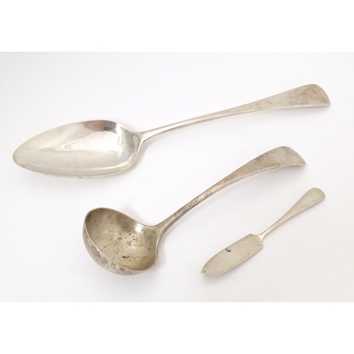 336 - Three items of silver flatware comprising a Geo III silver table spoon hallmarked London 1811, maker... 