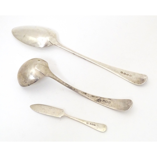 336 - Three items of silver flatware comprising a Geo III silver table spoon hallmarked London 1811, maker... 