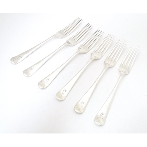 339 - A set of six silver forks hallmarked London 1936, maker Kemp Brothers. Approx. 7 1/2