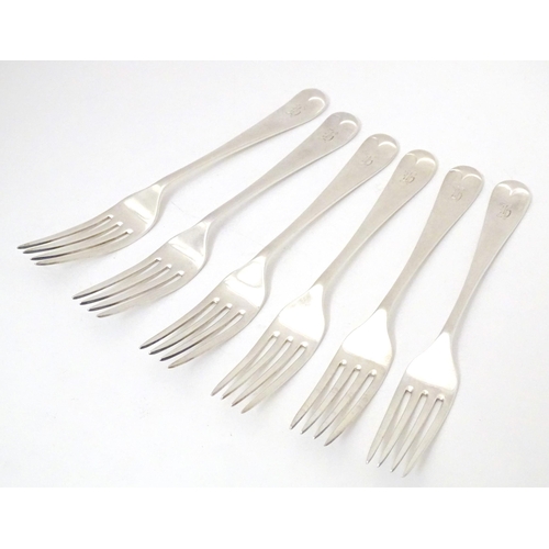 339 - A set of six silver forks hallmarked London 1936, maker Kemp Brothers. Approx. 7 1/2