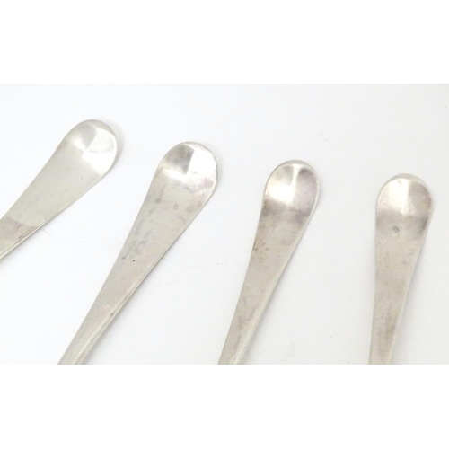 341 - Four silver table spoons, two hallmarked London 1766, maker F. M., two hallmarked London 1774, maker... 