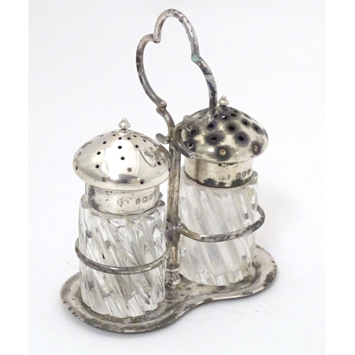 347 - A Victorian silver salt and pepper cruet, the stand hallmarked London 1883, maker Sampson Mordan & C... 