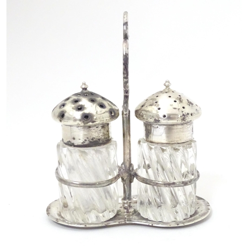 347 - A Victorian silver salt and pepper cruet, the stand hallmarked London 1883, maker Sampson Mordan & C... 