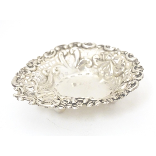 349 - A Victorian silver bon bon dish with pierced and embossed decoration, hallmarked Birmingham 1894, ma... 