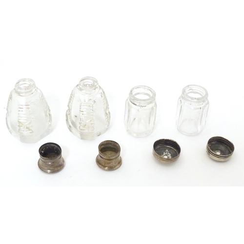 368 - Assorted cut glass and silver cruet bottles , two with mother of pearl detail to tops Hallmarked Bim... 