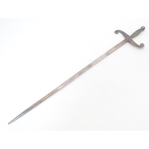 373 - A silver plate letter opener modelled as a sword. Approx. 11 1/2