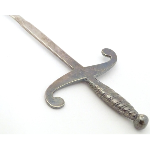 373 - A silver plate letter opener modelled as a sword. Approx. 11 1/2