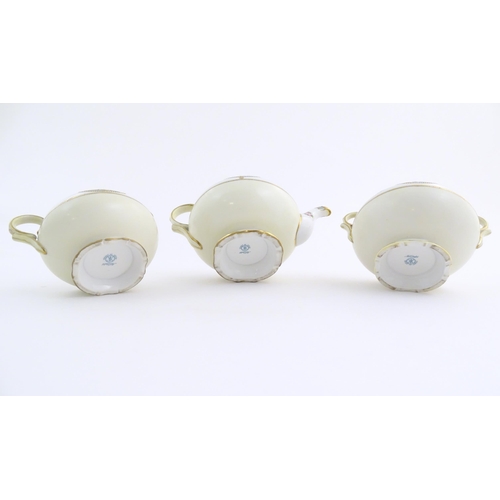 63 - A quantity of Japanese Noritake tea wares with banded decoration depicting roses with gilt highlight... 