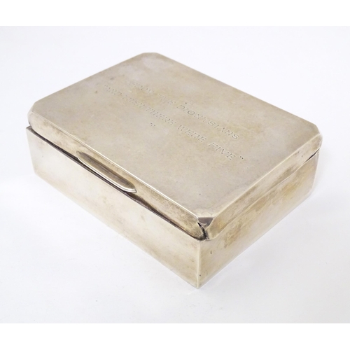 290 - A silver cigarette box with wooden lining. Hallmarked Birmingham 1963 maker W T Toghill & Co. Approx... 