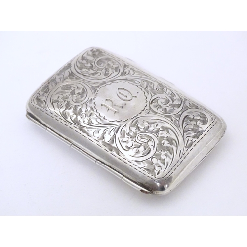 292 - A silver cigarette case with engraved decoration, hallmarked Birmingham 1919, maker Joseph Gloster L... 