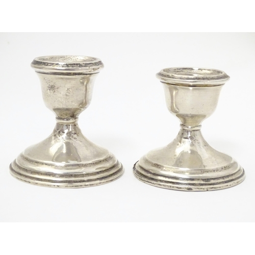 304 - Two American short silver candlesticks, marked P. S. Co. Possibly Preisner Silver Company. Approx. 2... 