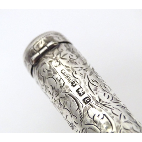 306 - A silver cheroot mouthpiece case with engraved decoration, hallmarked Birmingham 1904, maker M. Bros... 