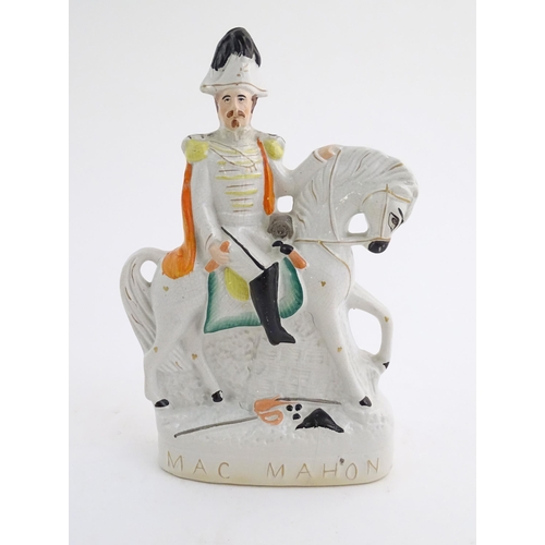 84 - A 19thC Staffordshire pottery equestrian figure depicting Marshal Marie Edme Maurice de MacMahon, 1s... 