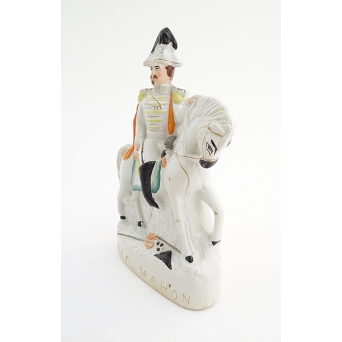 84 - A 19thC Staffordshire pottery equestrian figure depicting Marshal Marie Edme Maurice de MacMahon, 1s... 