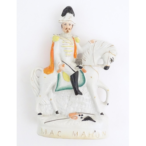 84 - A 19thC Staffordshire pottery equestrian figure depicting Marshal Marie Edme Maurice de MacMahon, 1s... 