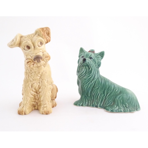 159 - Two Sylvac models of dogs to include a Yorkshire terrier, and a seated terrier. Marked under no. 840... 