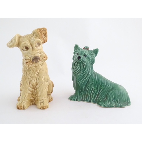 159 - Two Sylvac models of dogs to include a Yorkshire terrier, and a seated terrier. Marked under no. 840... 