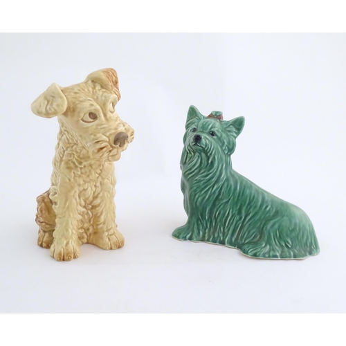 159 - Two Sylvac models of dogs to include a Yorkshire terrier, and a seated terrier. Marked under no. 840... 