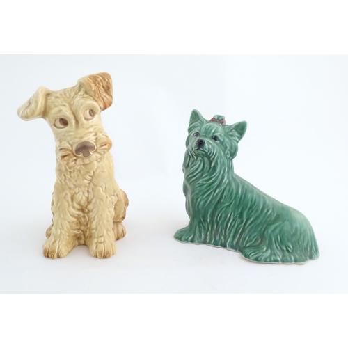 159 - Two Sylvac models of dogs to include a Yorkshire terrier, and a seated terrier. Marked under no. 840... 