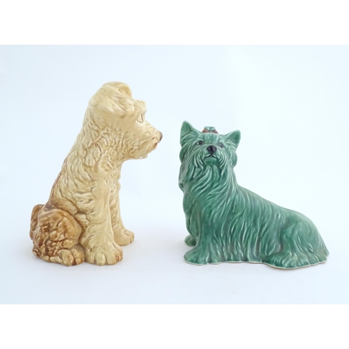 159 - Two Sylvac models of dogs to include a Yorkshire terrier, and a seated terrier. Marked under no. 840... 