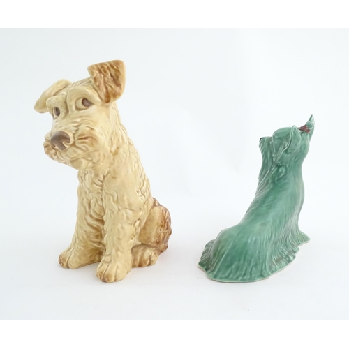 159 - Two Sylvac models of dogs to include a Yorkshire terrier, and a seated terrier. Marked under no. 840... 