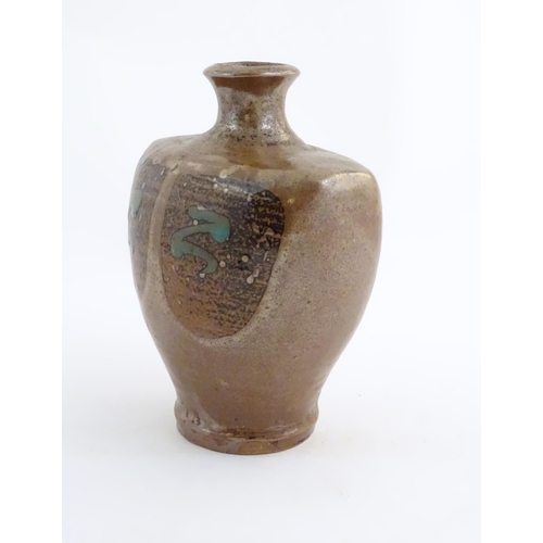 167 - A studio pottery vase by John Bedding (b. 1947). Monogram to rim of base. Approx. 10 3/4