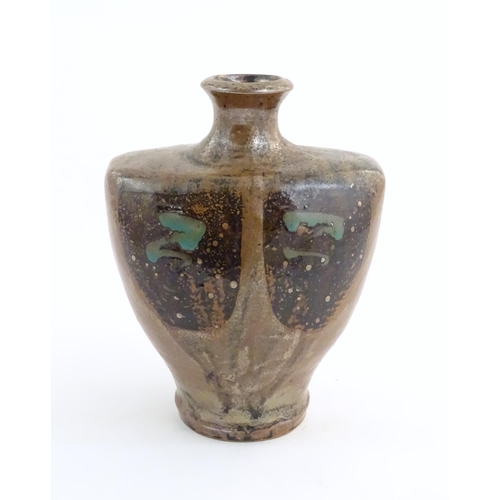 167 - A studio pottery vase by John Bedding (b. 1947). Monogram to rim of base. Approx. 10 3/4