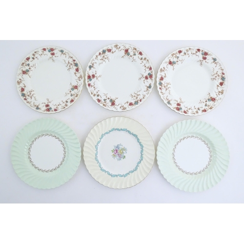 172 - Six Minton plates to include three in the pattern Ancestral with scrolling floral and foliate border... 