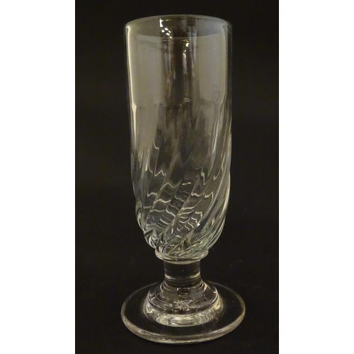 234 - two 19thC glass drinking glasses one with etched hunting scenes. The tallest 6 1/2