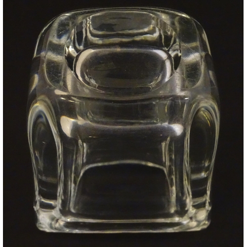 237 - Daum glass: a clear glass vase of slight tapering rectangular form signed ' Daum France''. Approx 4