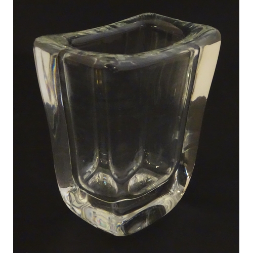 237 - Daum glass: a clear glass vase of slight tapering rectangular form signed ' Daum France''. Approx 4