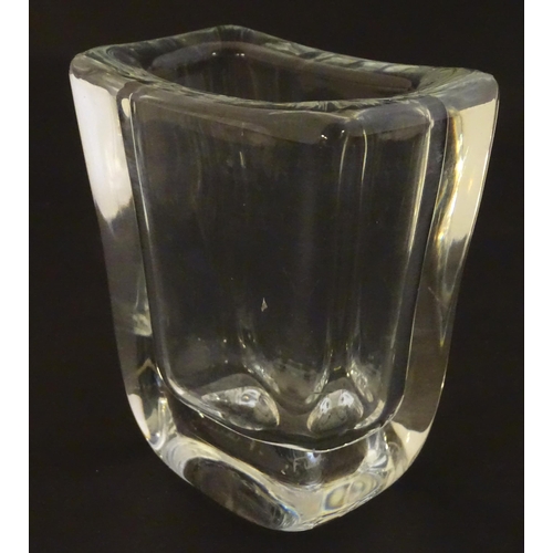 237 - Daum glass: a clear glass vase of slight tapering rectangular form signed ' Daum France''. Approx 4