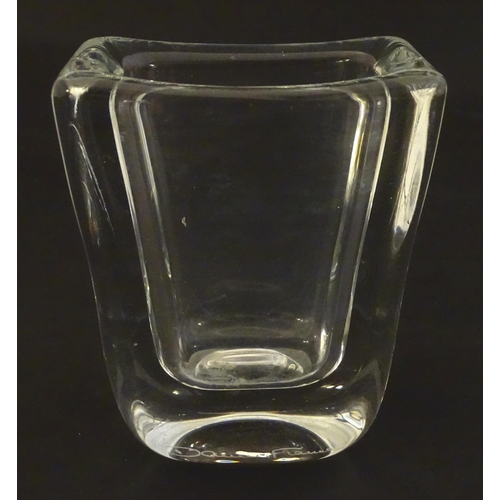 237 - Daum glass: a clear glass vase of slight tapering rectangular form signed ' Daum France''. Approx 4