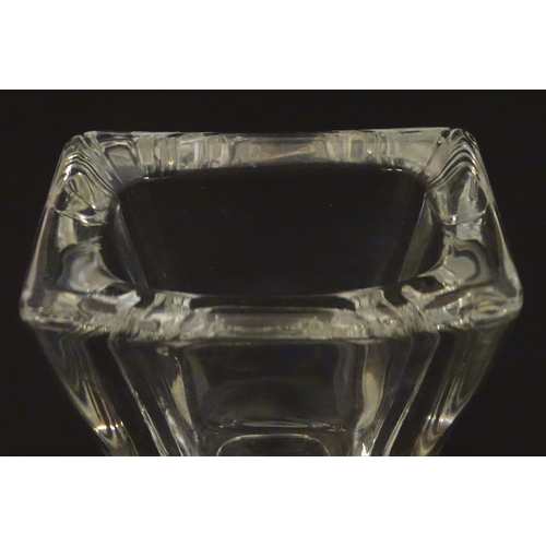 237 - Daum glass: a clear glass vase of slight tapering rectangular form signed ' Daum France''. Approx 4