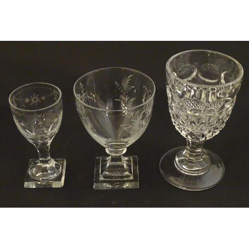 238 - Three various 19thC glass drinking glasses. The tallest 6