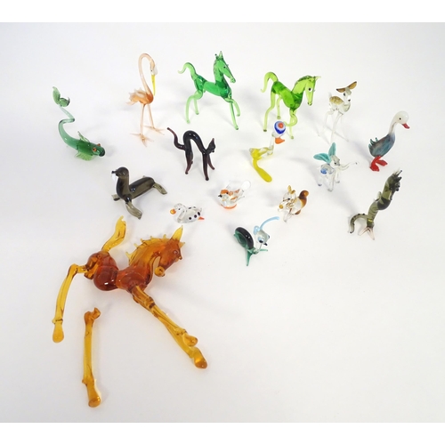 247 - A quantity of assorted glass animals modelled as horses, fish, birds, cat etc (approx. 15)