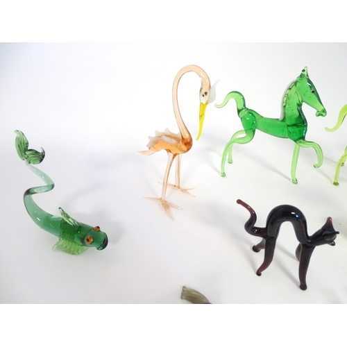 247 - A quantity of assorted glass animals modelled as horses, fish, birds, cat etc (approx. 15)