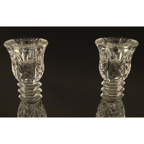 267 - A pair of Waterford crystal candlesticks together with a Bermuda glass model, of a tropical fish. Th... 