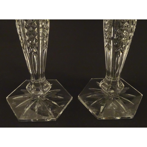 267 - A pair of Waterford crystal candlesticks together with a Bermuda glass model, of a tropical fish. Th... 